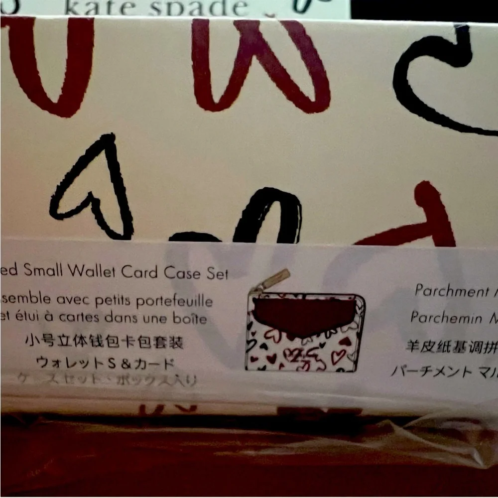 Kate Spade Staci Scribble Heart Boxed Wallet Card Set NWT!